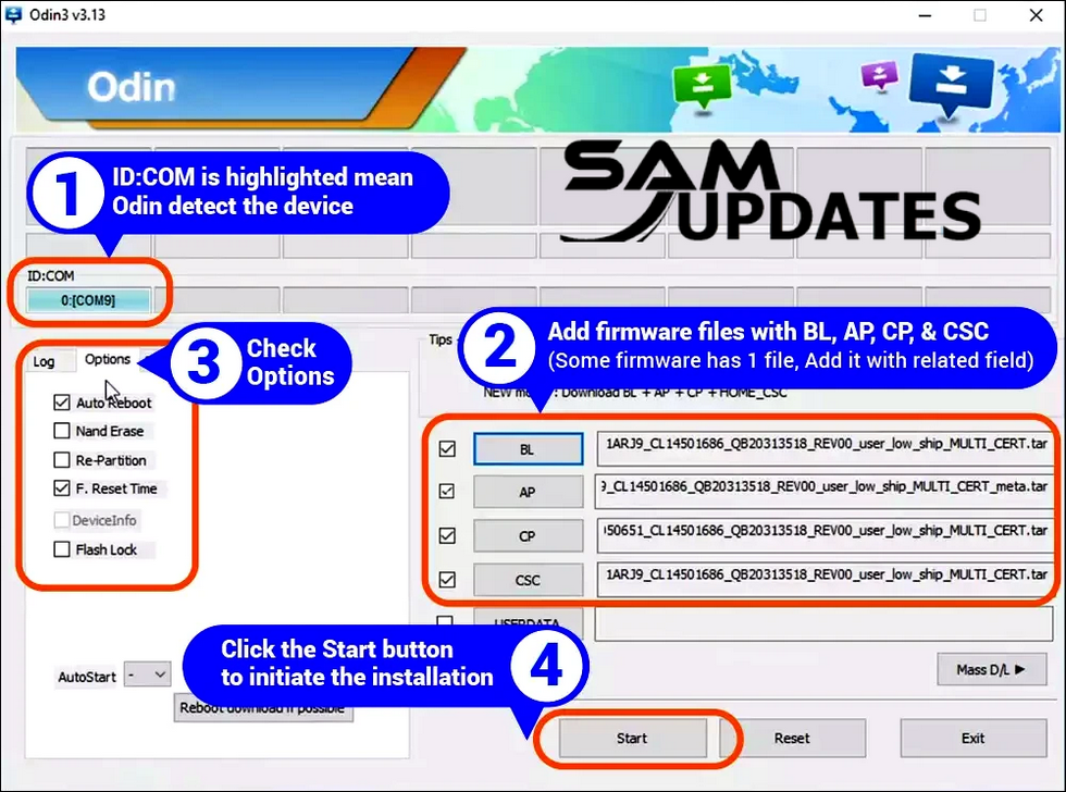 Load Firmware in Odin