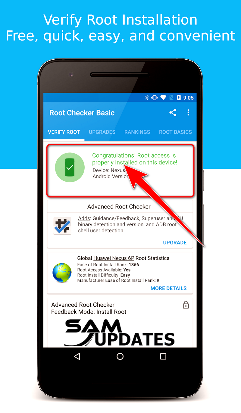 Once the analysis is complete, the app will display the results indicating whether your device is rooted or not. Typically, you'll see a simple message stating either Rooted or Not Rooted.